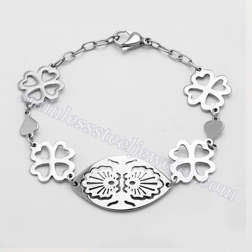 Clover Oval Charm Bracelet Stainless Steel Bracelet